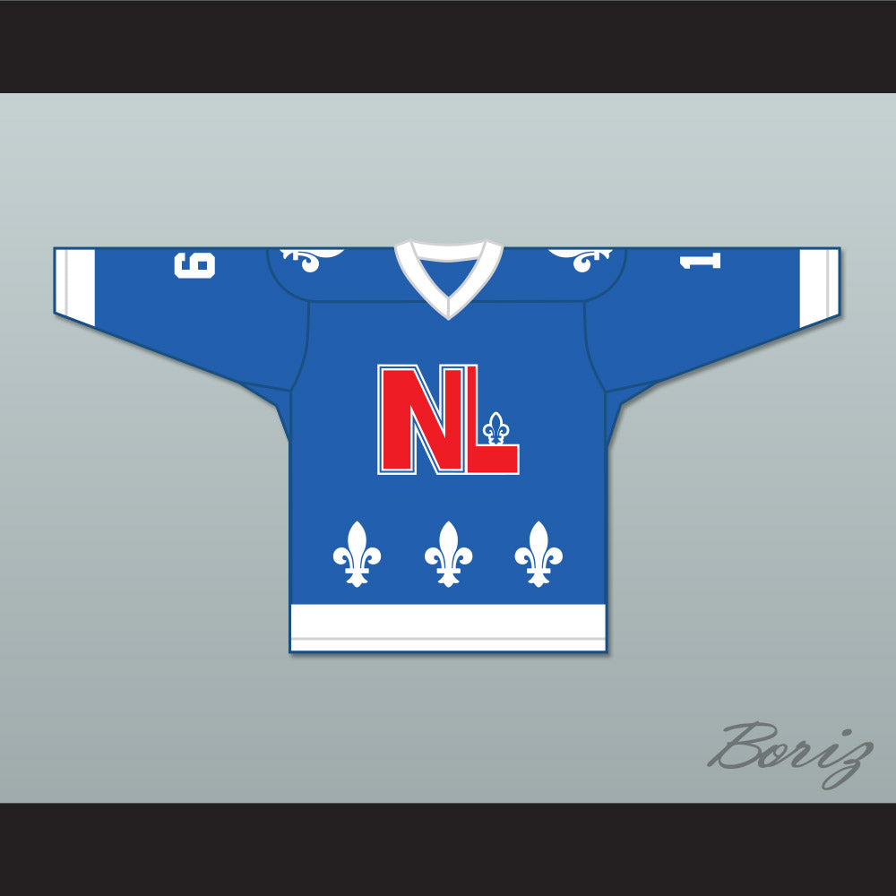 Sergei Koulikov 19 Le National de Québec Blue Hockey Jersey- Lance et compte (He Shoots, He Scores)