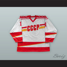 Load image into Gallery viewer, Sergei Mylnikov 1 Soviet Union CCCP National Team White Hockey Jersey