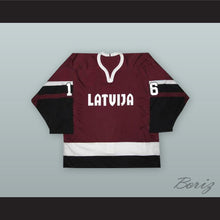 Load image into Gallery viewer, Sergei Zholtok 16 Latvia National Team Maroon Hockey Jersey