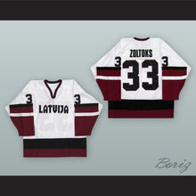 Load image into Gallery viewer, Sergei Zholtok 16 Latvia National Team White Hockey Jersey