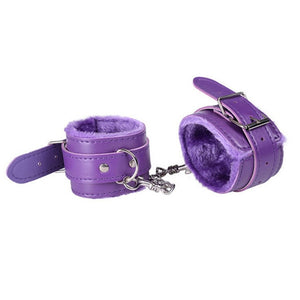 Sexy Adjustable PU Leather Plush Handcuff Ankle Cuff Restraints Bondage Sex Toy Muply Restraints Sex Bondage Exotic Accessories