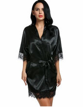 Load image into Gallery viewer, Sexy Bridesmaid Short Satin Bride Robe Lace Kimono Women Wedding Sleepwear Summer Female Bathrobe Lingerie Clothes Home Femme L3