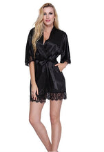 Load image into Gallery viewer, Sexy Bridesmaid Short Satin Bride Robe Lace Kimono Women Wedding Sleepwear Summer Female Bathrobe Lingerie Clothes Home Femme L3