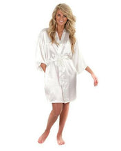 Load image into Gallery viewer, Sexy Large Size Faux Silk Satin Night Kimono Robe Short Bathrobe Perfect Wedding Bride Bridesmaid Robes Dressing Gown WY-01
