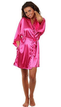 Load image into Gallery viewer, Sexy Large Size Faux Silk Satin Night Kimono Robe Short Bathrobe Perfect Wedding Bride Bridesmaid Robes Dressing Gown WY-01