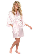 Load image into Gallery viewer, Sexy Large Size Faux Silk Satin Night Kimono Robe Short Bathrobe Perfect Wedding Bride Bridesmaid Robes Dressing Gown WY-01