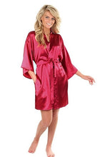 Load image into Gallery viewer, Sexy Large Size Faux Silk Satin Night Kimono Robe Short Bathrobe Perfect Wedding Bride Bridesmaid Robes Dressing Gown WY-01
