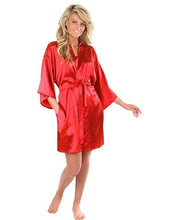 Load image into Gallery viewer, Sexy Large Size Faux Silk Satin Night Kimono Robe Short Bathrobe Perfect Wedding Bride Bridesmaid Robes Dressing Gown WY-01