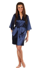 Load image into Gallery viewer, Sexy Large Size Faux Silk Satin Night Kimono Robe Short Bathrobe Perfect Wedding Bride Bridesmaid Robes Dressing Gown WY-01