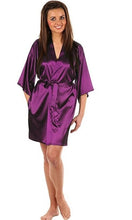 Load image into Gallery viewer, Sexy Large Size Faux Silk Satin Night Kimono Robe Short Bathrobe Perfect Wedding Bride Bridesmaid Robes Dressing Gown WY-01