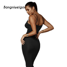 Load image into Gallery viewer, Sexy Night Club Backless Long Dress Yellow Women V Neck Spaghetti Strap Office Bandage Dress Classy Party Red Slim Dress Evening