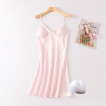 Load image into Gallery viewer, Sexy Pink Nightgown Women Satin Spaghetti Strap Lingerie Bridesmaid Bride Wedding Night Dress Sleepwear Nightdress Sleepwear