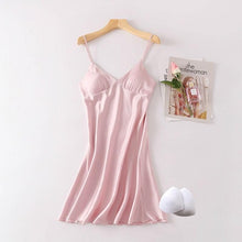 Load image into Gallery viewer, Sexy Pink Nightgown Women Satin Spaghetti Strap Lingerie Bridesmaid Bride Wedding Night Dress Sleepwear Nightdress Sleepwear