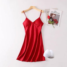Load image into Gallery viewer, Sexy Pink Nightgown Women Satin Spaghetti Strap Lingerie Bridesmaid Bride Wedding Night Dress Sleepwear Nightdress Sleepwear
