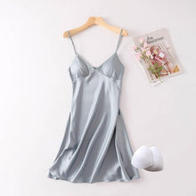 Load image into Gallery viewer, Sexy Pink Nightgown Women Satin Spaghetti Strap Lingerie Bridesmaid Bride Wedding Night Dress Sleepwear Nightdress Sleepwear