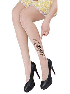 Sexy Tattoo Leggings Women Floral Butterfly Stars Love Heart Bowknot Print Skinny Sheer Legging Sale Cheap 2018 Dropshipping