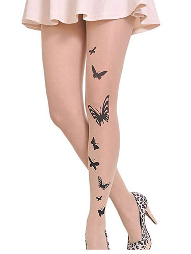 Sexy Tattoo Leggings Women Floral Butterfly Stars Love Heart Bowknot Print Skinny Sheer Legging Sale Cheap 2018 Dropshipping