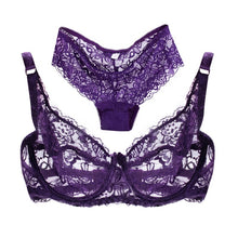 Load image into Gallery viewer, Sexy Transparent Women Bra Set Lingerie Ultra-thin Bra And Panties Set Sexy Lace Bralette Brief B Cup Lingerie Underwear Set