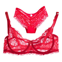 Load image into Gallery viewer, Sexy Transparent Women Bra Set Lingerie Ultra-thin Bra And Panties Set Sexy Lace Bralette Brief B Cup Lingerie Underwear Set