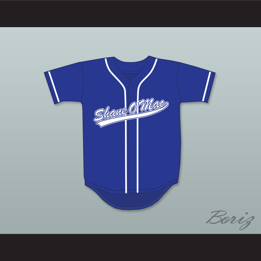 S McMahon The Money 33 Blue Button Down Baseball Jersey