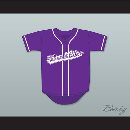 S McMahon The Money 33 Purple Button Down Baseball Jersey