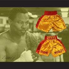 Load image into Gallery viewer, Sugar Shane Mosley Gold and Red Boxing Shorts