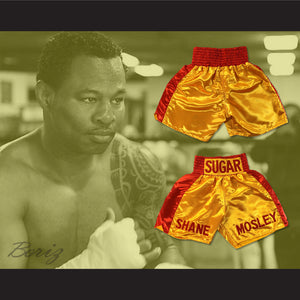 Sugar Shane Mosley Gold and Red Boxing Shorts