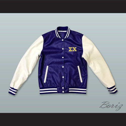 Sigma Chi Fraternity Blue and White Lab Leather Varsity Letterman Jacket