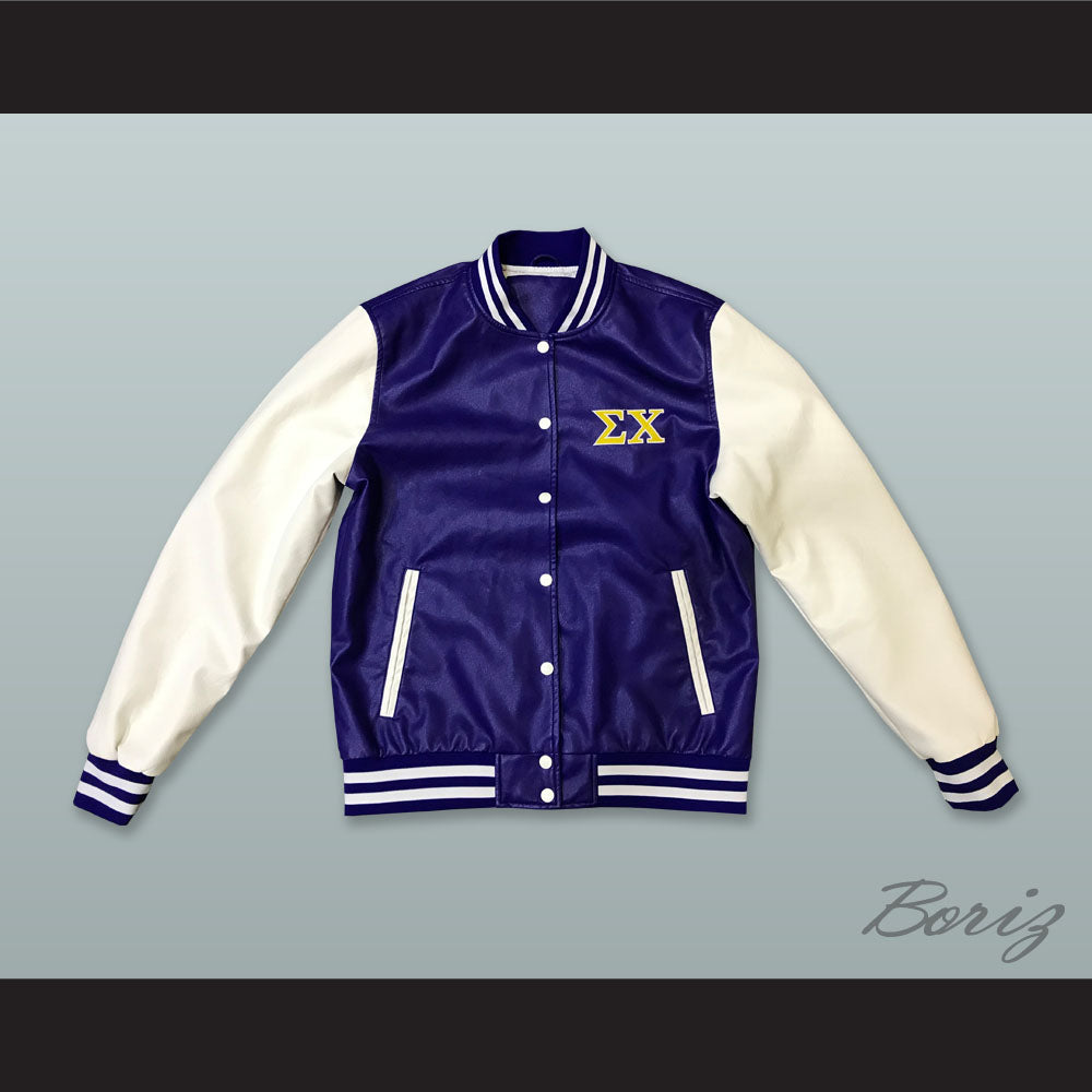 Sigma Chi Fraternity Blue and White Lab Leather Varsity Letterman Jacket