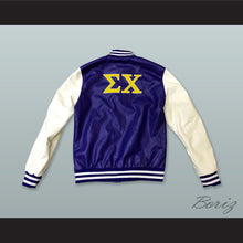 Load image into Gallery viewer, Sigma Chi Fraternity Blue and White Lab Leather Varsity Letterman Jacket