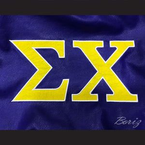 Sigma Chi Fraternity Blue and White Lab Leather Varsity Letterman Jacket