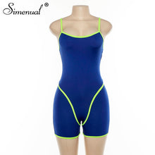 Load image into Gallery viewer, Simenual Casual Sporty Active Wear Backless Playsuit Sexy Push Up Strap Rompers Womens Jumpsuit Workout Fitness Biker Playsuits