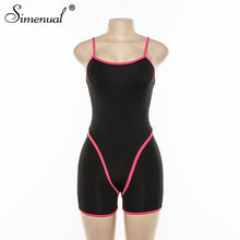 Load image into Gallery viewer, Simenual Casual Sporty Active Wear Backless Playsuit Sexy Push Up Strap Rompers Womens Jumpsuit Workout Fitness Biker Playsuits