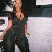 Load image into Gallery viewer, Simenual Fitness Sporty Active Wear Rompers Womens Jumpsuit Zipper Patchwork Casual Workout Short Sleeve Bodysuits Fashion 2019