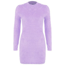 Load image into Gallery viewer, Simenual Sexy Hairy Bodycon Dress Women Autumn 2019 Fashion Dresses Party Long Sleeve Clubwear Furry Solid Basic Mini Dress Slim