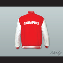 Load image into Gallery viewer, Singapore Red Wool and White Lab Leather Varsity Letterman Jacket