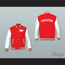 Load image into Gallery viewer, Singapore Red Wool and White Lab Leather Varsity Letterman Jacket