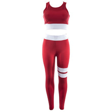 Load image into Gallery viewer, Sisterlinda Women Elastic 2 Piece Set Sleeveless Top Shirt Long Leggings Striped Pant Women Workout 2019New Hot Sport Suit Mujer