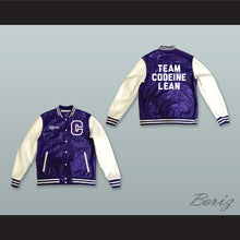 Load image into Gallery viewer, Sizzurp Team Codeine Lean Purple and White Lab Leather Varsity Letterman Jacket