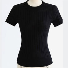 Load image into Gallery viewer, Slim Knitted Sweaters for Women 2020 Summer Tops And Pullovers Short Sleeve Bodycon Clothing O-Neck Ladies Green Sweaters