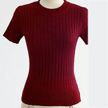 Load image into Gallery viewer, Slim Knitted Sweaters for Women 2020 Summer Tops And Pullovers Short Sleeve Bodycon Clothing O-Neck Ladies Green Sweaters