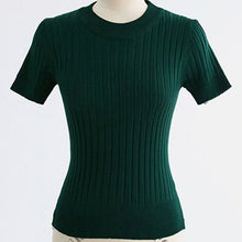 Load image into Gallery viewer, Slim Knitted Sweaters for Women 2020 Summer Tops And Pullovers Short Sleeve Bodycon Clothing O-Neck Ladies Green Sweaters
