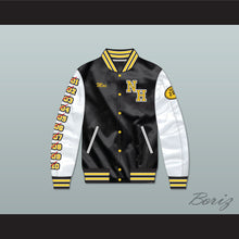 Load image into Gallery viewer, Mac Johnson N. Hale High School Black Deluxe Varsity Letterman Satin Bomber Jacket