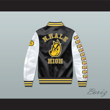 Load image into Gallery viewer, Mac Johnson N. Hale High School Black Deluxe Varsity Letterman Satin Bomber Jacket