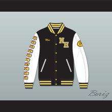 Load image into Gallery viewer, Mac Johnson N. Hale High School Black Deluxe Varsity Letterman Jacket-Style Sweatshirt