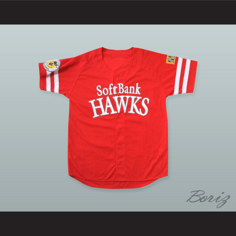 Fukuoka SoftBank Hawks Red Baseball Jersey with Patches