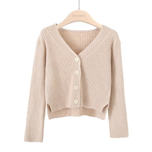 Solid Casual Knitted Cardigans Tops 2019 Women Long Sleeve V-neck Single-breasted Autumn Knit Coat Female Loose Jumper Outwear