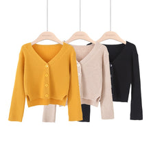 Load image into Gallery viewer, Solid Casual Knitted Cardigans Tops 2019 Women Long Sleeve V-neck Single-breasted Autumn Knit Coat Female Loose Jumper Outwear