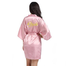 Load image into Gallery viewer, Solid Women Bride Bridesmaid Wedding Robe Summer Sexy Mini Kimono Gown Bathrobe Gown Casual Soft Satin Nightgown Sleepwear