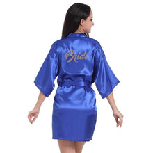 Load image into Gallery viewer, Solid Women Bride Bridesmaid Wedding Robe Summer Sexy Mini Kimono Gown Bathrobe Gown Casual Soft Satin Nightgown Sleepwear